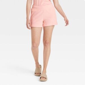 NWT A New Day Women's Mid-Rise Pull-On Terry Cloth Shorts in Blush Pink Size S